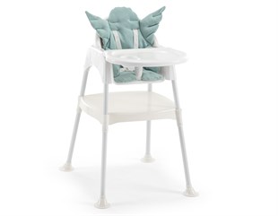 Wellgro Angel Melek Kanatlı Çalışma Masalı Beyaz Mama Sandalyesi -Mint Pedli